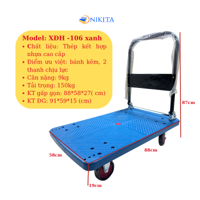 Xe Đấy Hàng Gấp Gọn Khung Thép Chịu Lực Cao NIKITA XDH-106