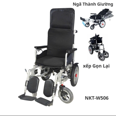 Xe Lăn Điện Ngã Thành Giường Cao Cấp Điều Khiển Tự Động NKT-W506